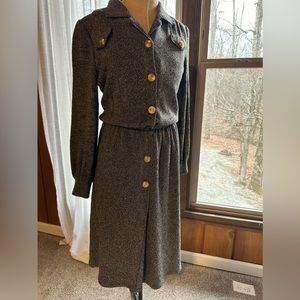 Adolfo Black Dress with Gold Buttons